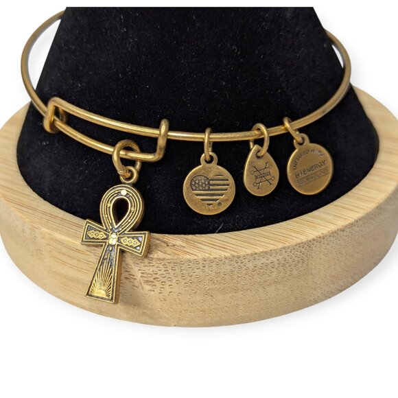 Alex & Ani Gold Tone 2017 Ankh Charm Copper Bracelet - Picture 1 of 5